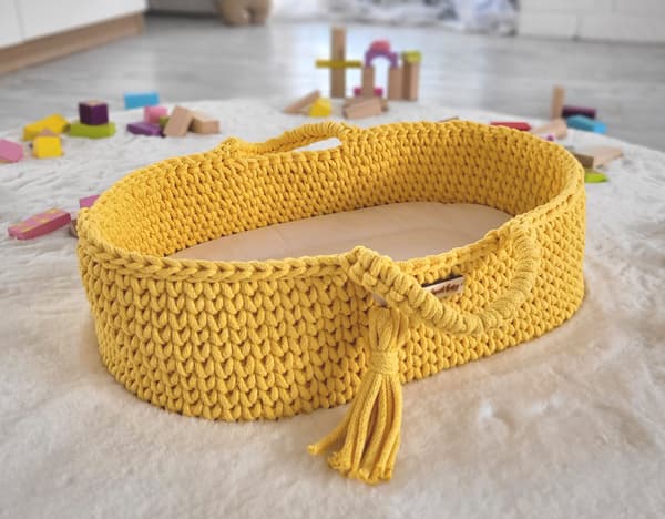 Moses Basket BOHO Bomullsdockbärare - Gul