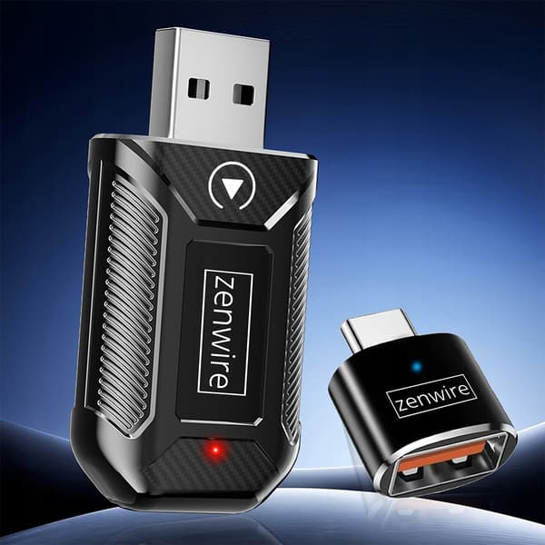 Mini-adapter Carplay Android Auto Trådløs CarLink Lyd USB USB-C 10m Zenwire M30