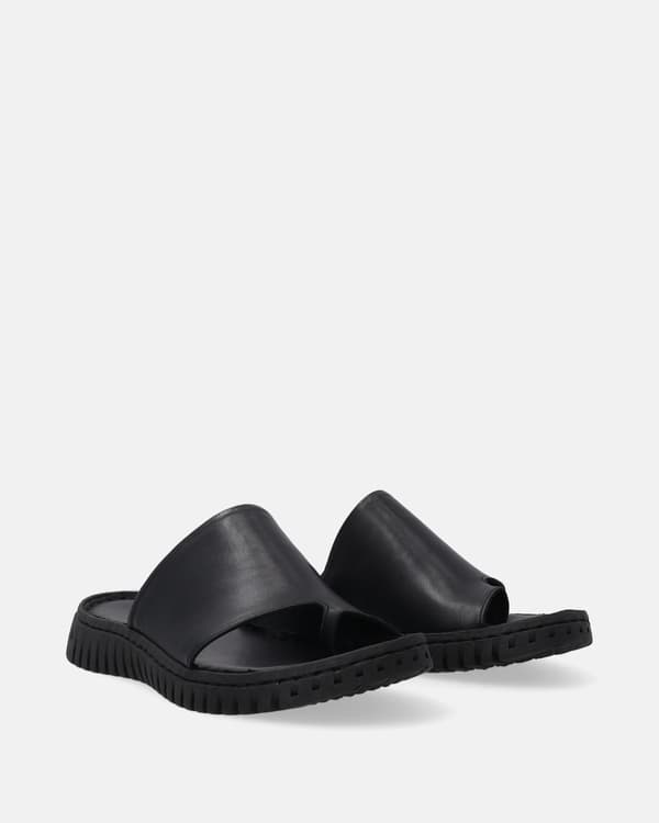 Sorte læderflip-flops Sorte læderflip-flops 37
