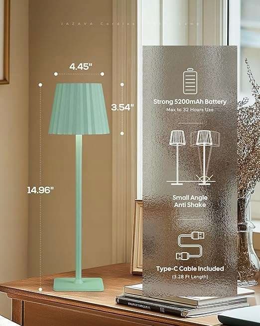 Trådløs touch LED bordlampe IP44 grøn USB-C 2 stk.