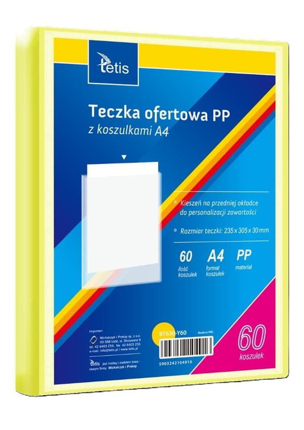 A4 PP-esittelykansio + 60 keltaista taskua