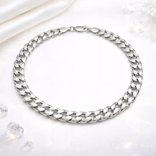 Herrarmband i silver, massivt 7 mm 925 silverarmband, rustning, gåva