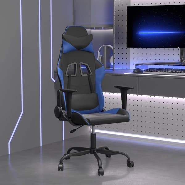 vidaXL gamingstol, sort og blå, kunstlæder