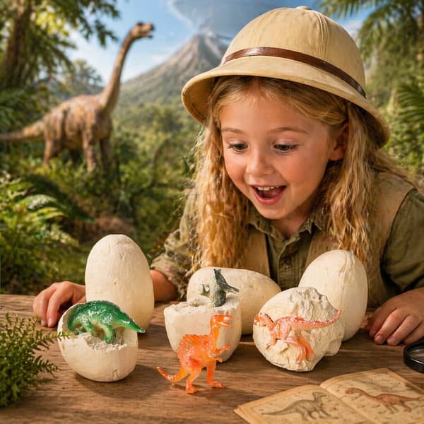 Dinosauruskaivossarja, jossa 12 isoa munaa Z3304