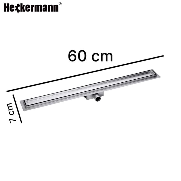 Heckermann lineært gulvafløb til bruser 60 cm sølv