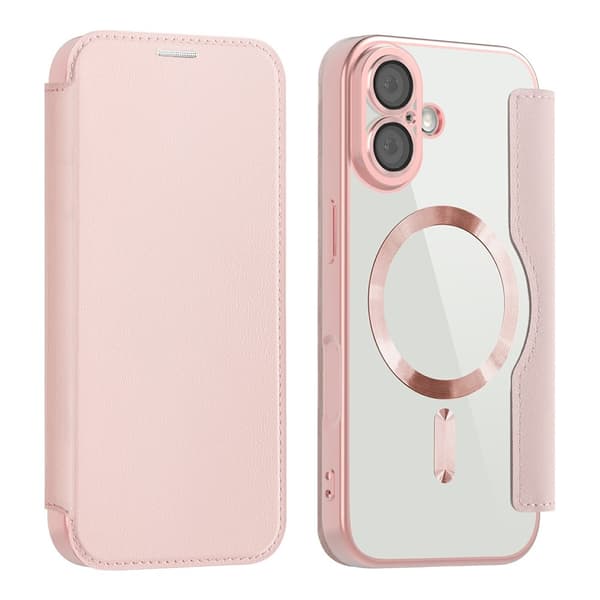 iPhone 17 Flip-cover, RFID-pung MagSafe med kamerabeskyttelse, lyserød