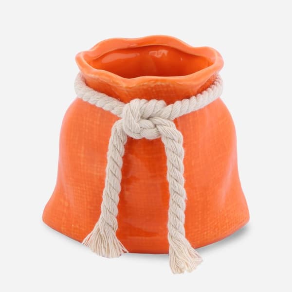 Mini keramisk vasepose i orange