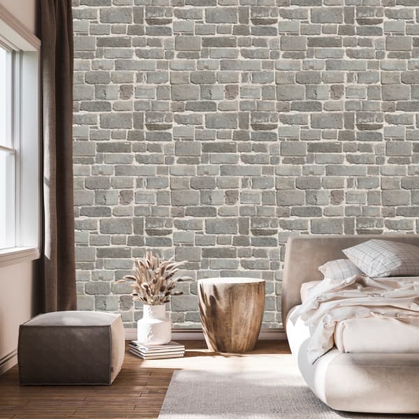 Gråt murstenstapet til stue og soveværelse 50x1000 cm