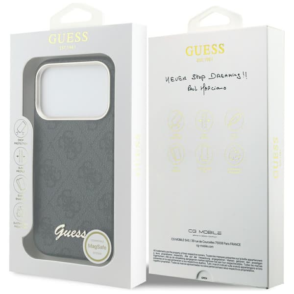 Guess 4G Script MagSafe -suojakuori iPhone 17 Prolle, musta