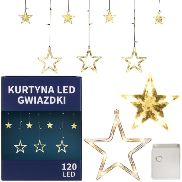 LYSGARDIN STJERNER JULEPYNT LAMPER 120 LED VARM HVID