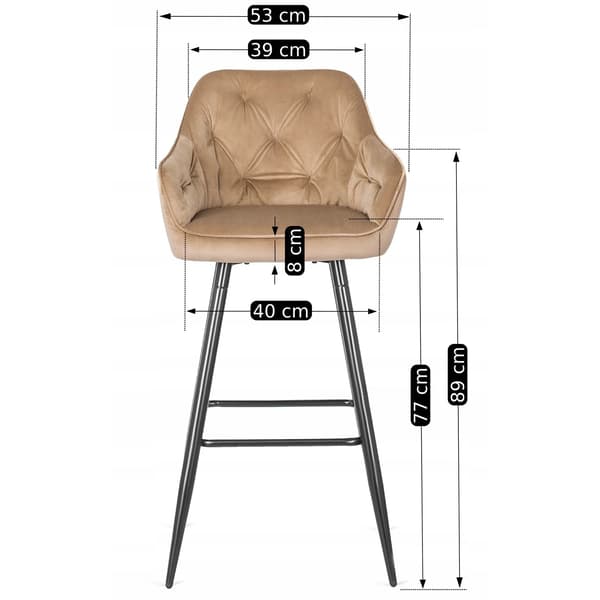 Klädd barstol SALEM beige sammet modern loft