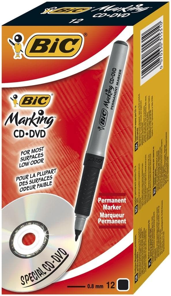 BIC CD/DVD-markør, sort (12 stk.)