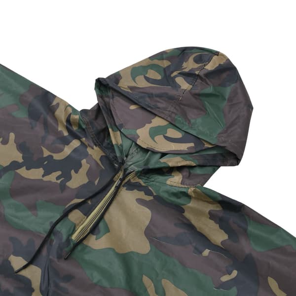Vandtæt regnponcho til camping, camouflage
