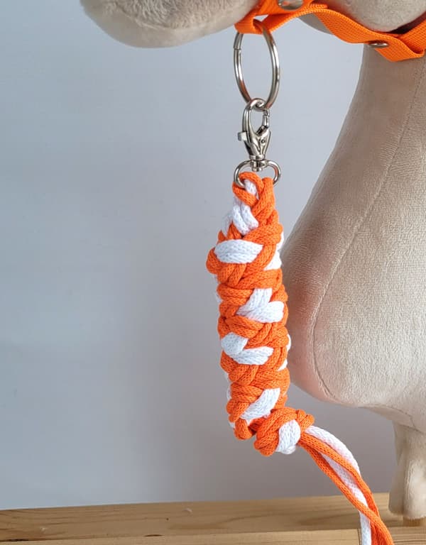 Käpphästkoppel flätat rep - neonorange/vit
