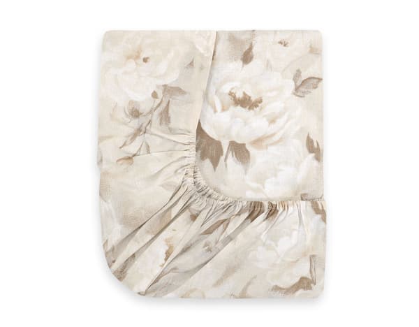 Bomuldslagner til tremmeseng 120x60 cm - pæoner beige