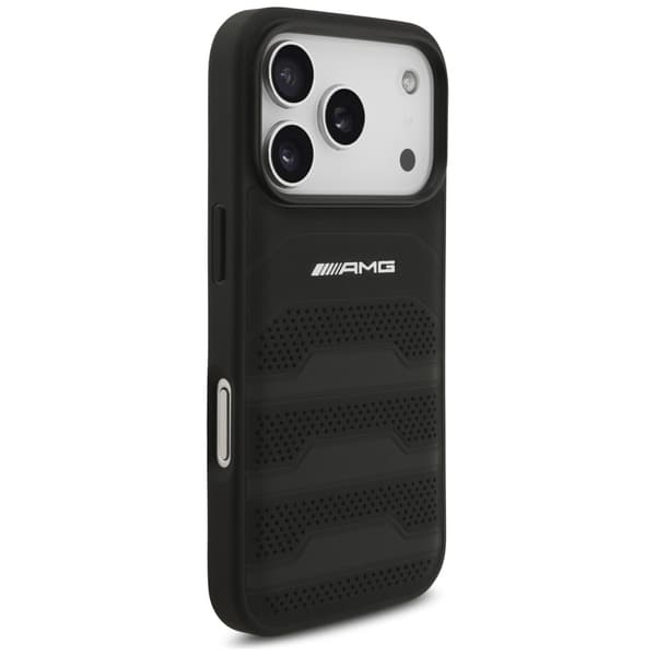 AMG Lædercover med Prægede Linjer og Logo til iPhone 17 Pro Sort