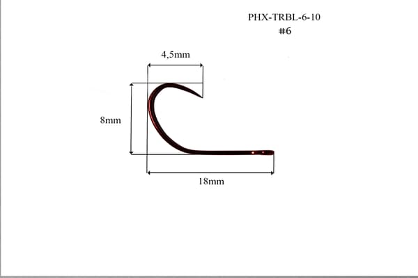 Väkäsettömät taimenkoukut - PHX-trbl-6-10 - PUNAINEN - #6
