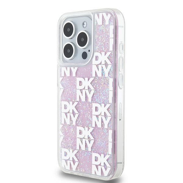 DKNY Liquid Glitter Multilogo-cover til iPhone 15 Pro, lyserød