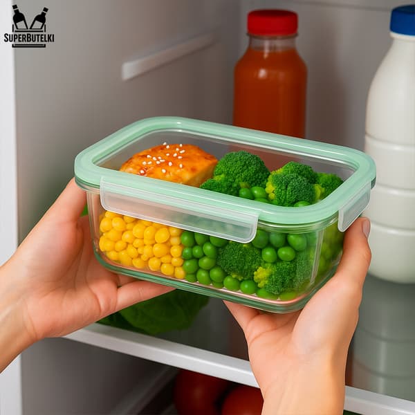 Set - 3x Rektangulära glasbehållare (3x 640 ml)