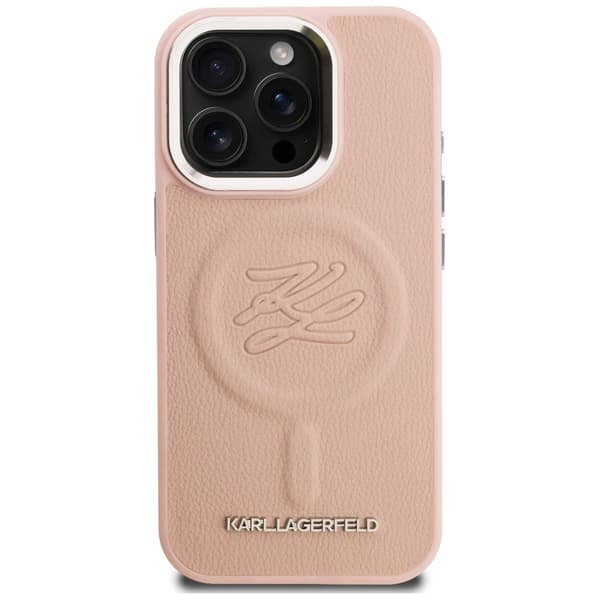Karl Lagerfeld Initial & Metal Logo MagSafe-cover til iPhone 16 Pro Max - Lyserødt