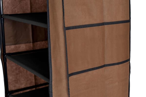 Lea textil skoskåp - mörkbrun