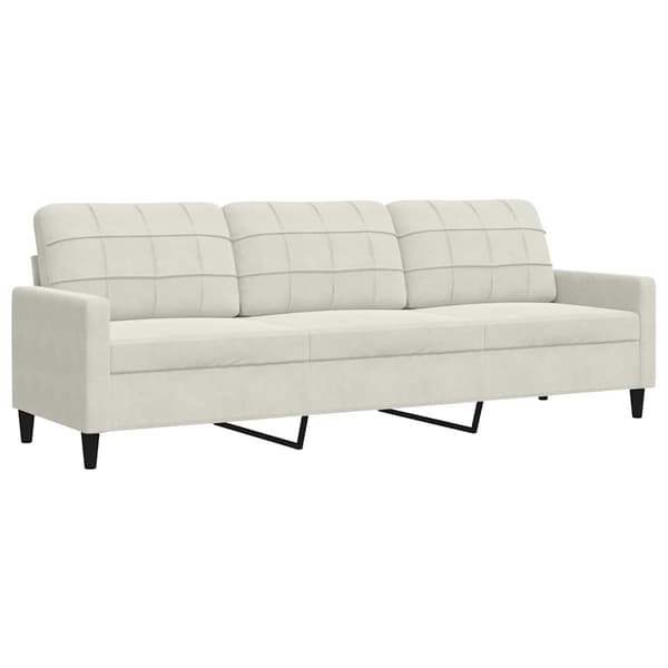 vidaXL 3-sitssoffa, krämfärgad, 210 cm, klädd i sammet