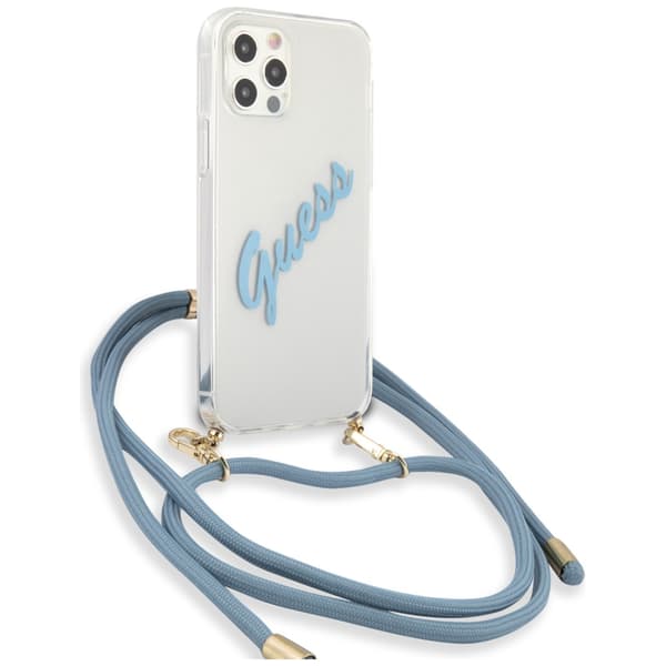 Guess Script Vintage -suojakuori iPhone 12 Pro Maxille, sininen