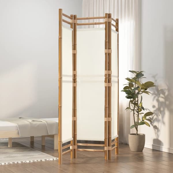 vidaXL foldbar 3-panelsskærm, 120 cm, bambus og lærred