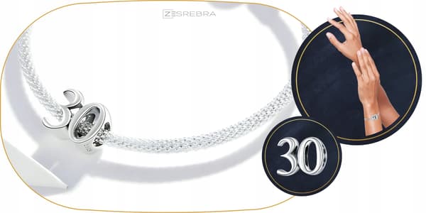 Berlocker nummer 30 silver pr 925 pärla S925 silverhänge nummer