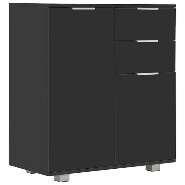 vidaXL kommode i højglans sort 71 x 35 x 76 cm spånplade