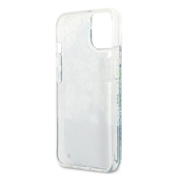 Guess Flower Liquid Glitter cover til iPhone 13, grøn/grøn