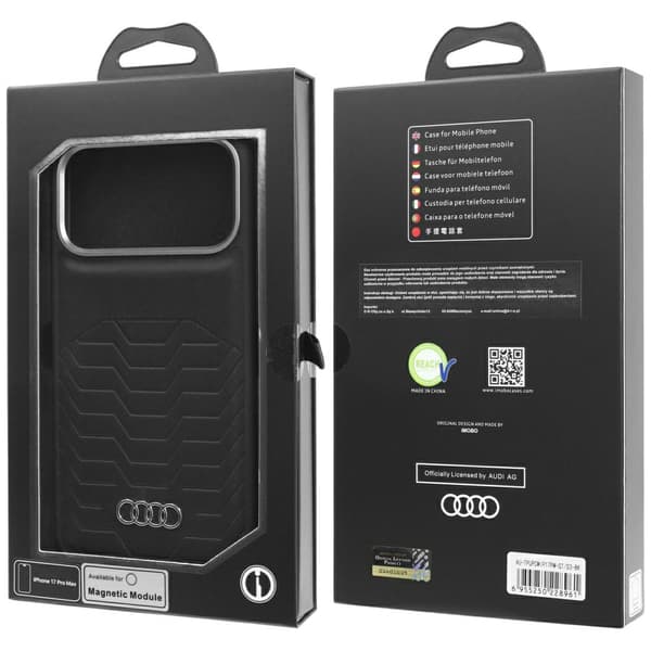 Audi GT MagSafe-etui i kunstlæder til iPhone 17 Pro Max, sort