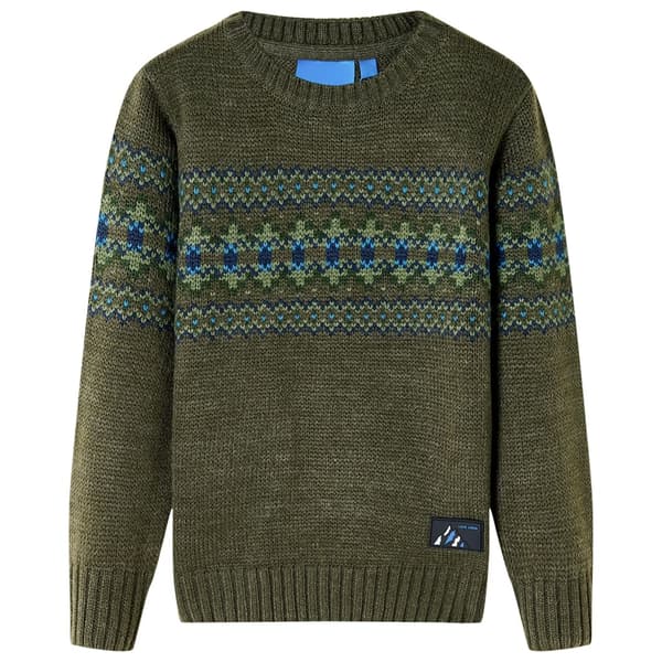 Børnestriktrøje, khaki, 92