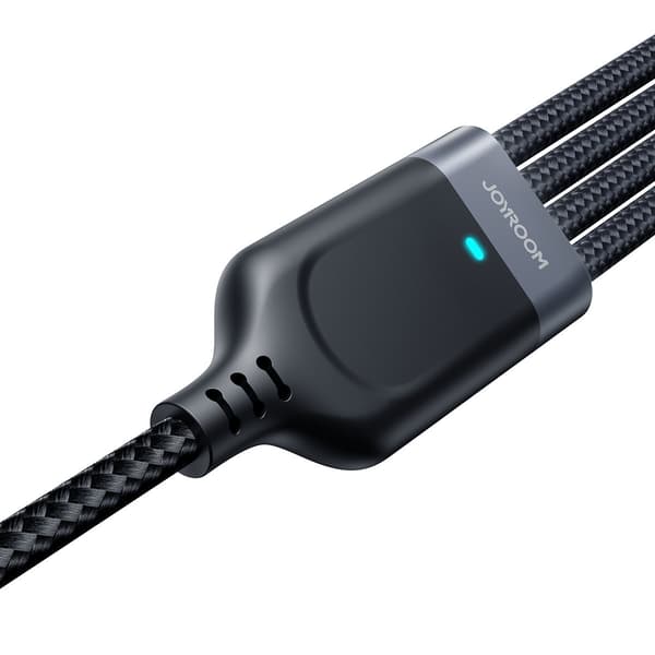 4in1-kaapeli USB-A - USB-C 2x iPhone Lightning microUSB 1.2m musta