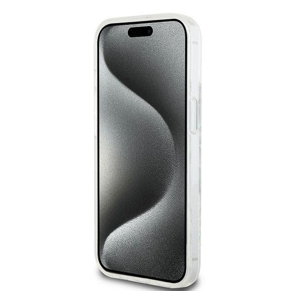 DKNY Liquid Glitter Multilogo-cover til iPhone 15, hvid