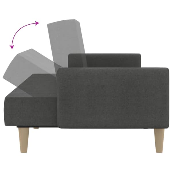 vidaXL 2-sits bäddsoffa, mörkgrå, klädd i tyg