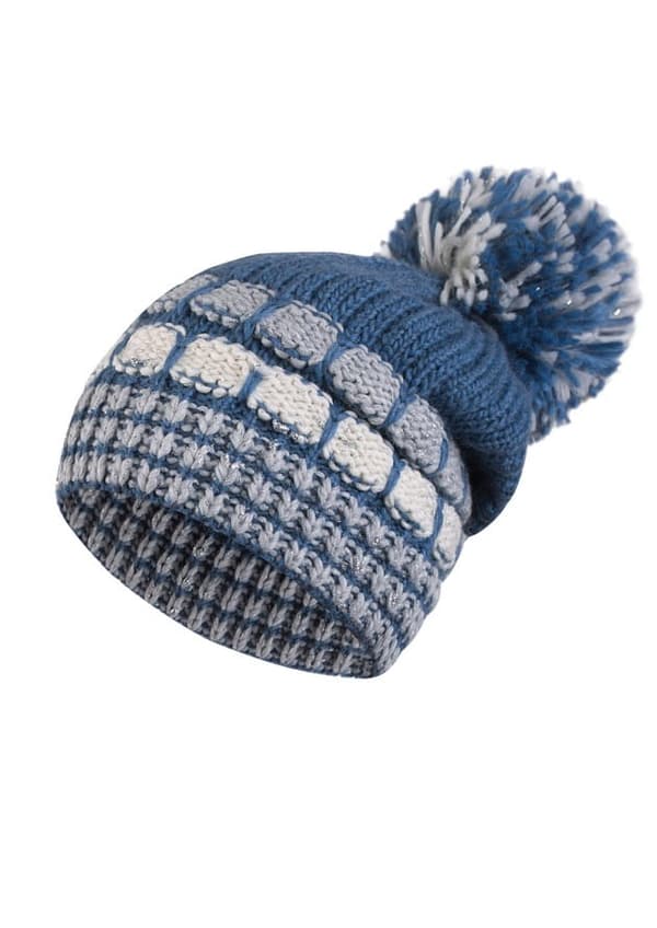AMANDA damehue med pompon, blå