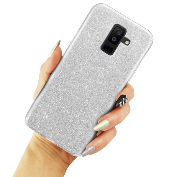 Glitteretui til Samsung Galaxy A6+ Plus 2018, Sølv