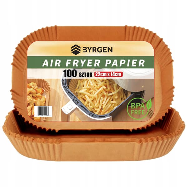 100x Pappersfack för airfryer, 22x14 cm