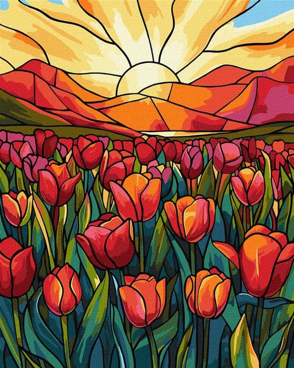 Maleri efter tal - Tulipanmark 40x50cm