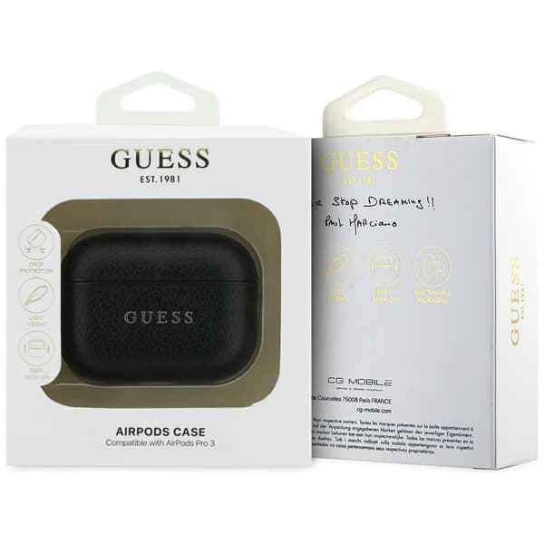 Guess Grained Classic Logo-etui til AirPods Pro 3, sort