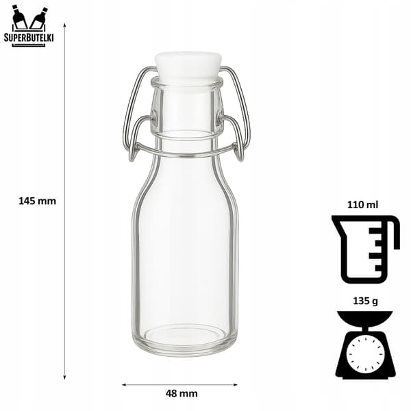 Rund flaske med klips - 110 ml