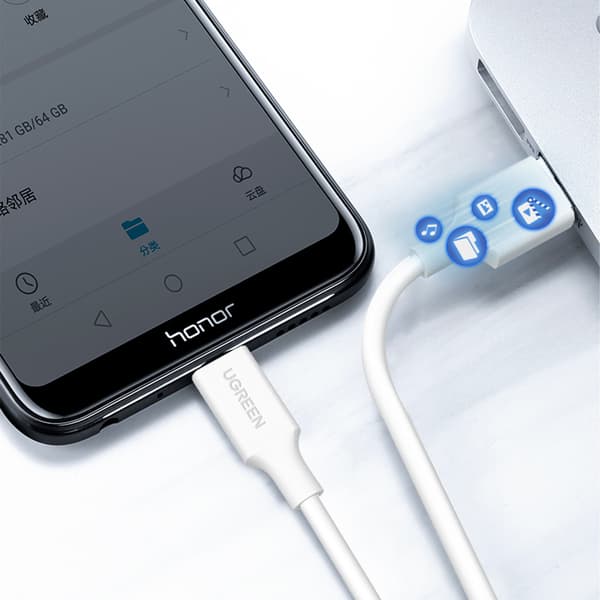 Kabel PVC USB0-A - microUSB 480 Mb/s 2m hvid