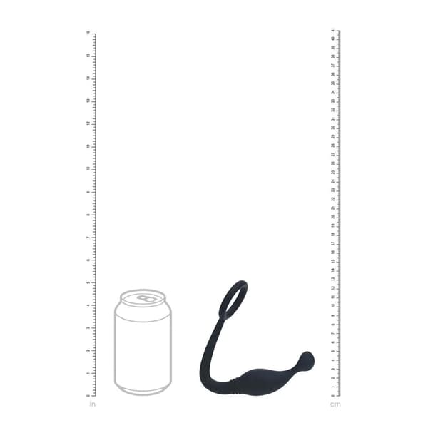 Silikonpenisring med prostatastimulator - M - Svart