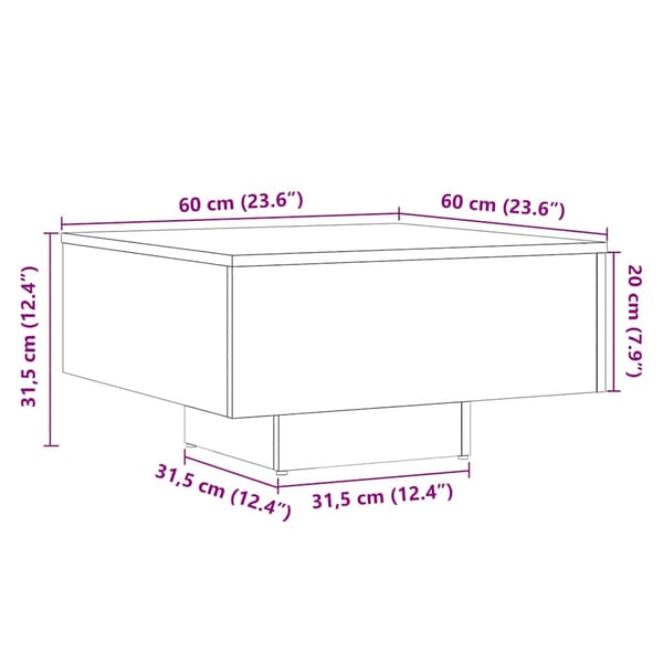 vidaXL sofabord, antik træ, 60x60x31,5 cm, spånplade