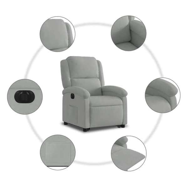 vidaXL Elektrisk lyftfåtölj ljusgrå sammet