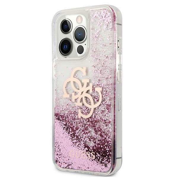 Guess 4G Big Liquid Glitter-cover til iPhone 13 Pro Max, lyserød