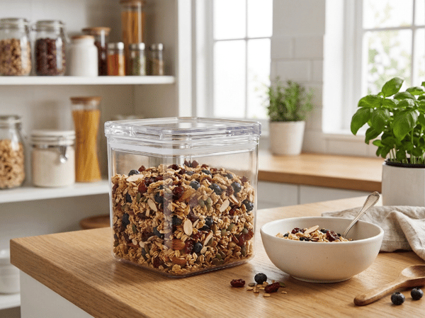 REKTANGULÆR PLASTIK KRYSTAL MADOPBEVARINGSBEKÆMPER 1,5 L