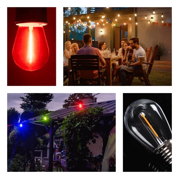 Kanlux LED-glødepære E27 ST45 0,9W rød til haveguirlander