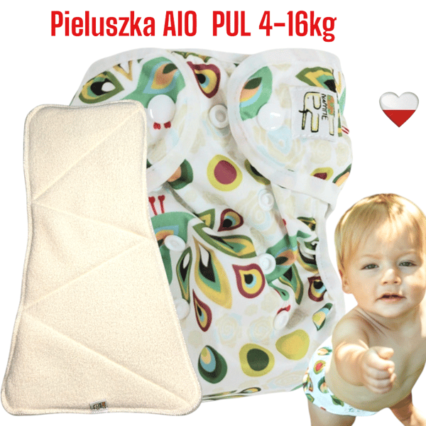NappiMe AIO PUL Peacock Genanvendelig ble